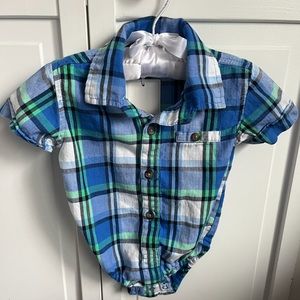 Children’s Place Baby Boy Plaid Collared Bodysuit Size 3-6 Months